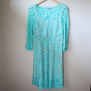 *SALE! 2/$22 or 3/$30* NY Collection Lace Dress Mint Green Outer Women Size M